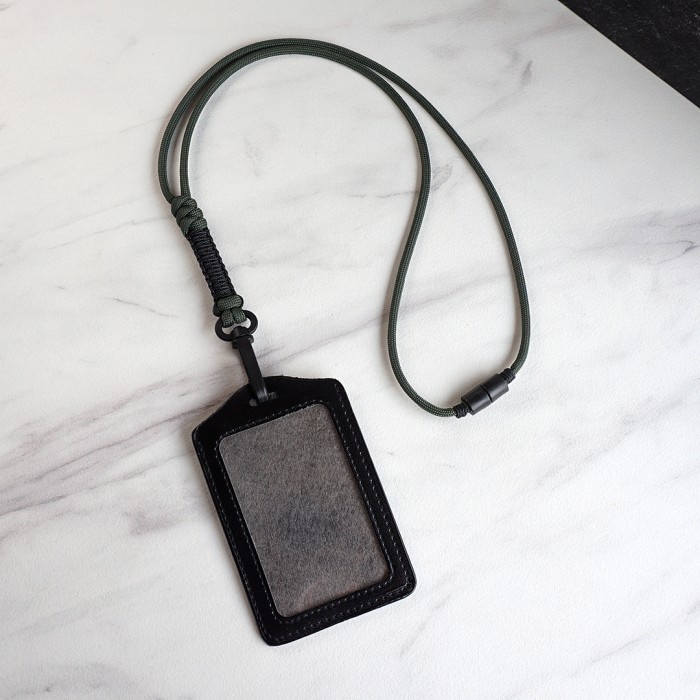 

Id Card Holder / Gantungan Name Tag Lanyard Solid Paracord - Black