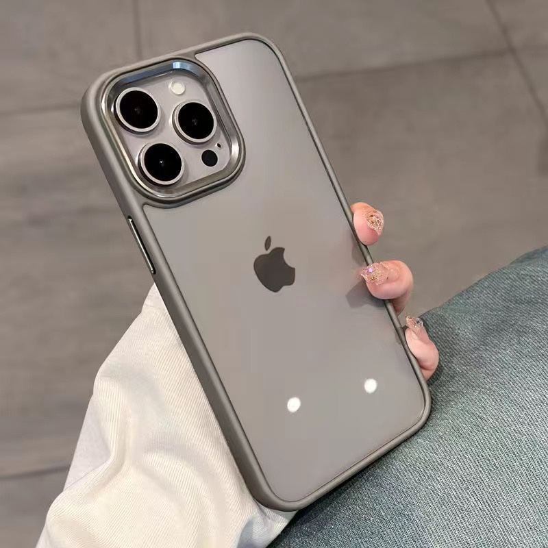 Hard Case Akrilik Lensa Logam Titanium Untuk Iphone 15 Promax 12 13 14 Pro Max i11 Transparan Shockp