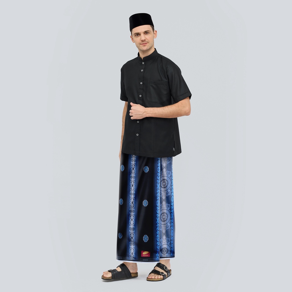 Sarung ATLAS Premium 790 Jacquard Songket Hitam Biru 05