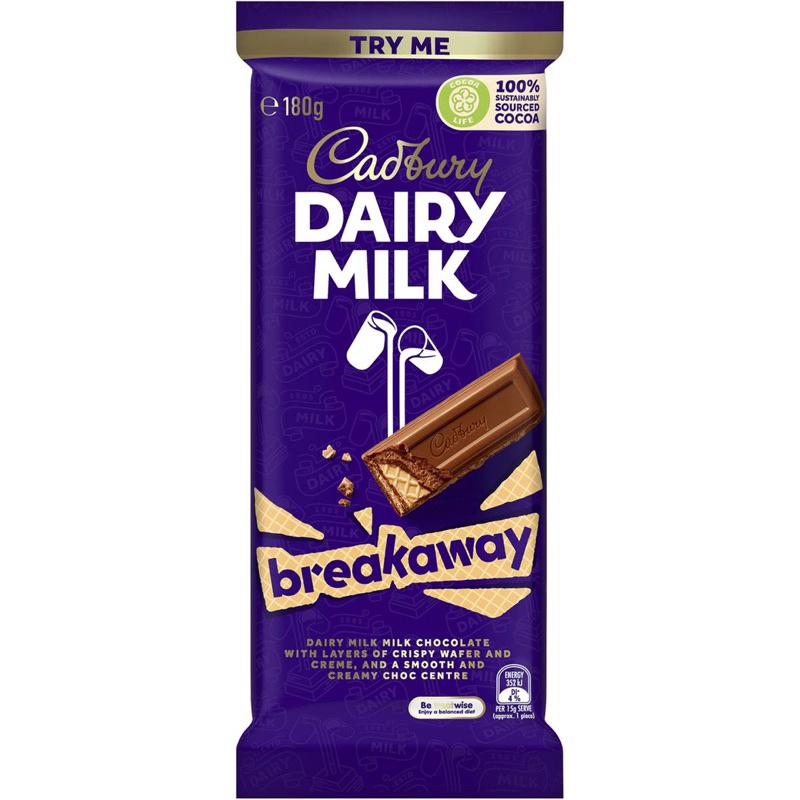 

Cadbury Dairy Milk Breakaway Chocolate Block 180g - Australia