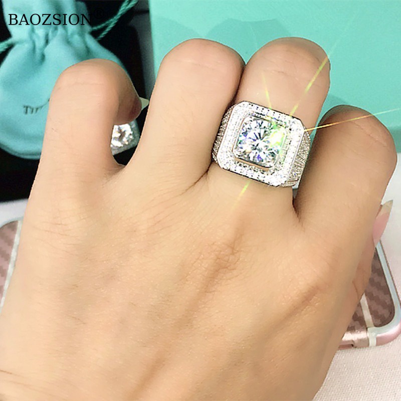 TERBARU TERMASUK SERTIFIKAT GRA CINCIN PERAK 925 MOISSANITE PRIA WARNA D