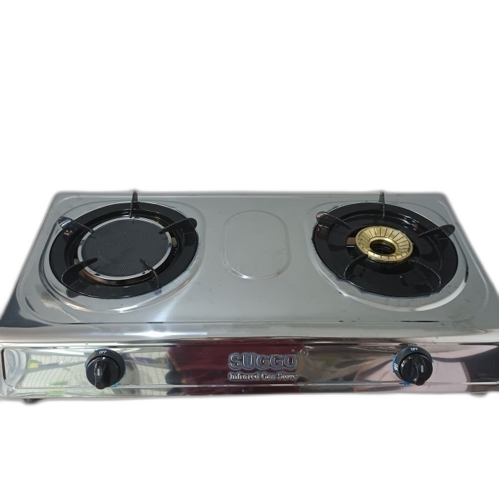 Kompor Gas 2 Tungku Mix Bara SUGGO SG-201 Stainless