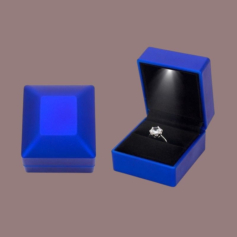 Kotak Perhiasan Cincin LED dengan Lampu, Kotak Perhiasan Cincin Pertunangan Kotak Cincin