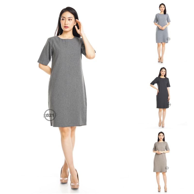 Dress Hitam Polos Formal Kerja Kantor Wanita Murah High Premium Quality K03 Midi Dress Kerja Wanita 