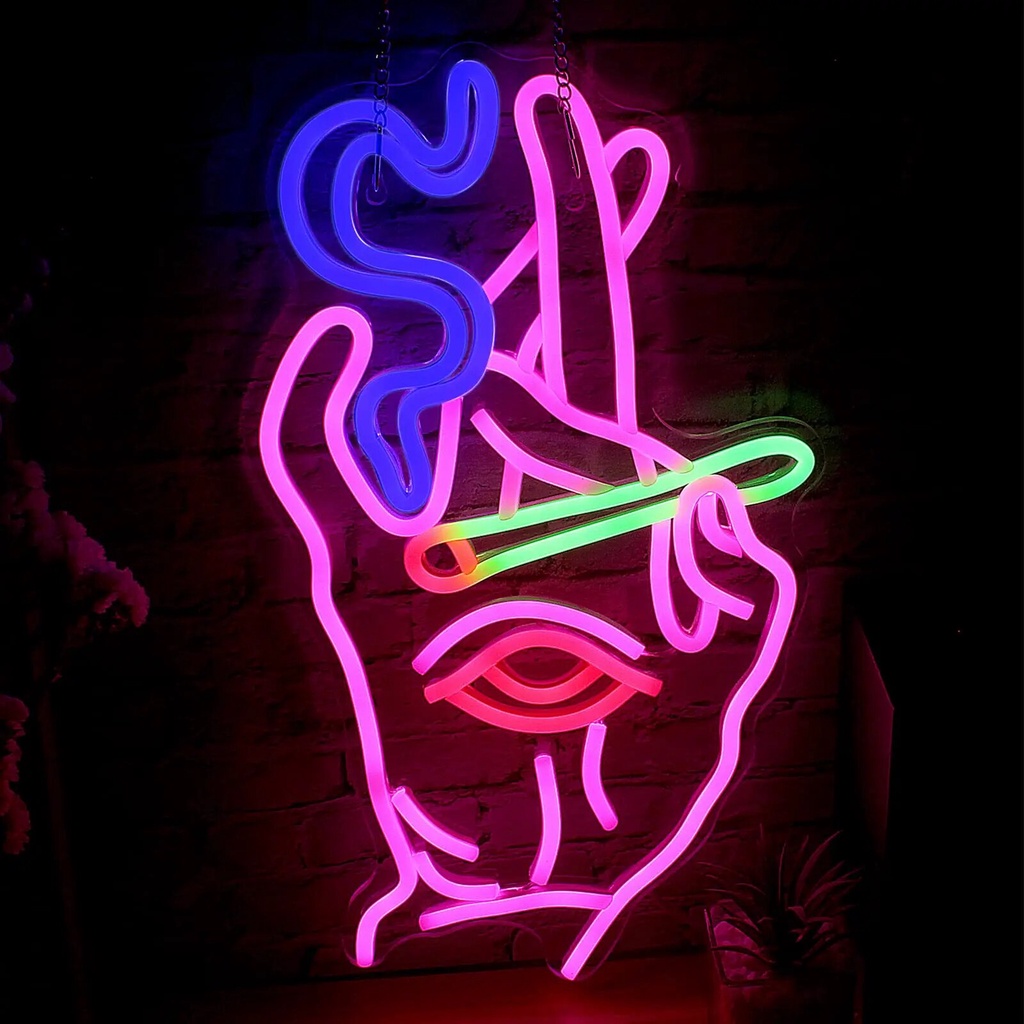Hand-Eye Man Cave Bar Art Neon Light Sign with Dimmer For Bedroom Bar Internet Cafe Hotel Gaming Roo