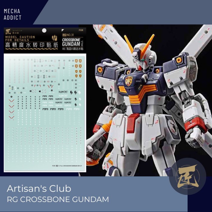 Water Slide Decal RG Gundam CROSSBONE By Artisan Club