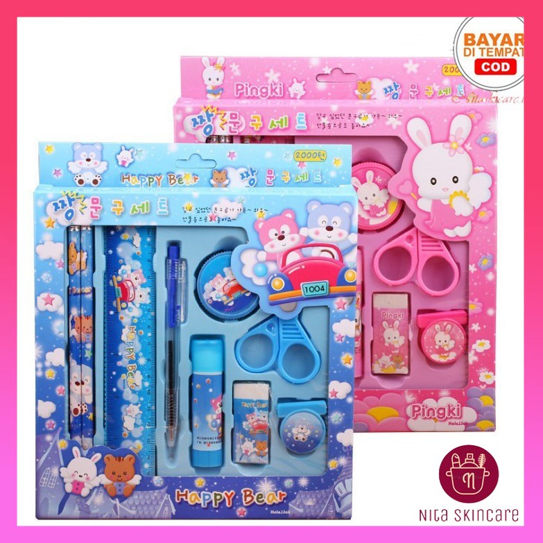

Stationery Pencil Set Lengkap Kotak Pensil Alat Tulis Anak Sekolah 9 in 1 set Import