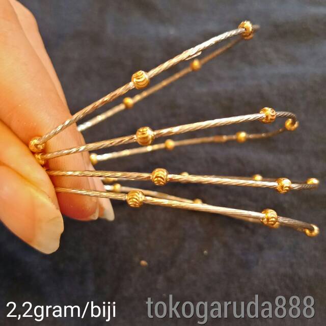 Gelang tangan dewasa anak anak dan dewasa emas putih asli kadar 750 75% model keroncong vercase seli