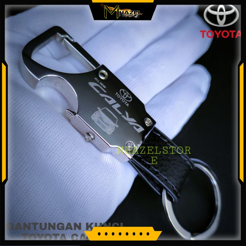 Gantungan kunci kulit stainless mobil Toyota calya logo
