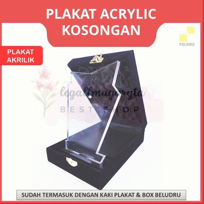 PLAKAT ACRYLIC POLOS + BOX BELUDRU VANDEL AKRILIK POLOSAN  TEBAL 8 MM  - Akrilik, 13x12 CM
