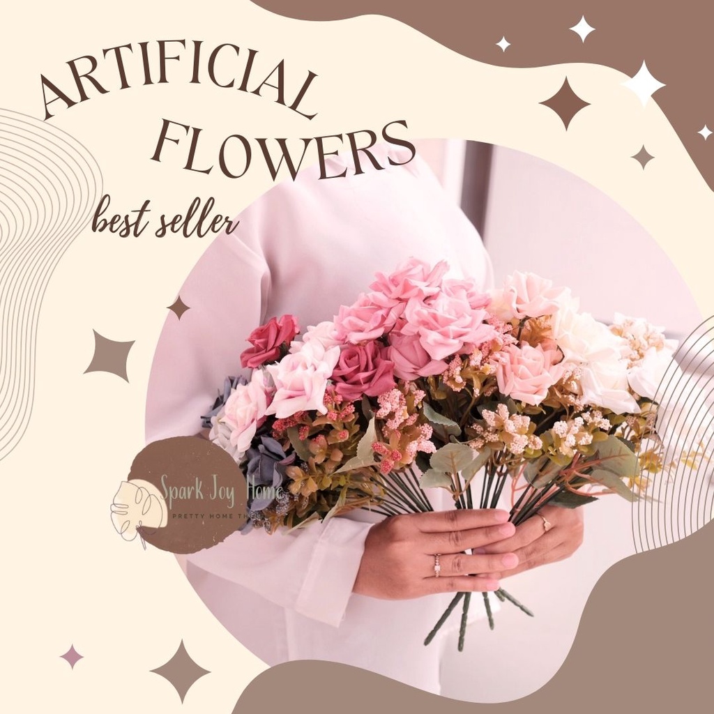 Bunga Artificial flower Mawar latex premium