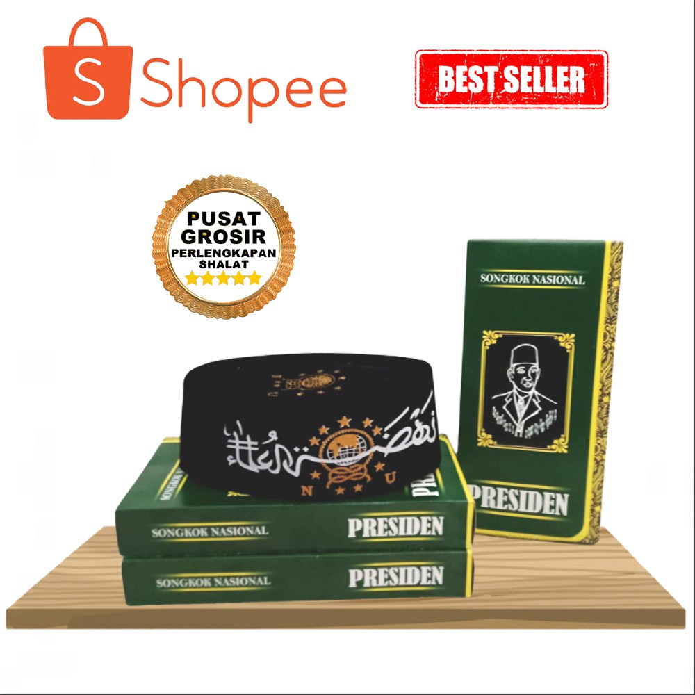 GROSIR PECI SONGKOK NU MOTIF HITAM KUNING EMAS