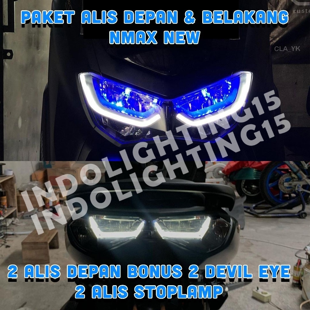 LAMPU ALIS DEPAN BELAKANG NMAX NEW  2020 2021 2022 BONUS DEVIL EYE LAMPU ALIS DRL BONUS DEVIL EYES A