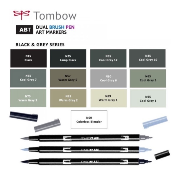 

Tombow ABT Dual Brush Pen GRAY SERIES SERIES Lettering Kaligrafi Brushpen Myarts