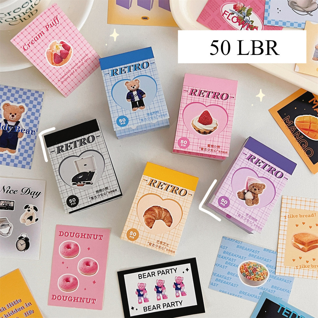 

[Nokai Space] V6. Teddy and Food Ins Korea Stiker Buku Mini 4x6 CM Japanese Paper