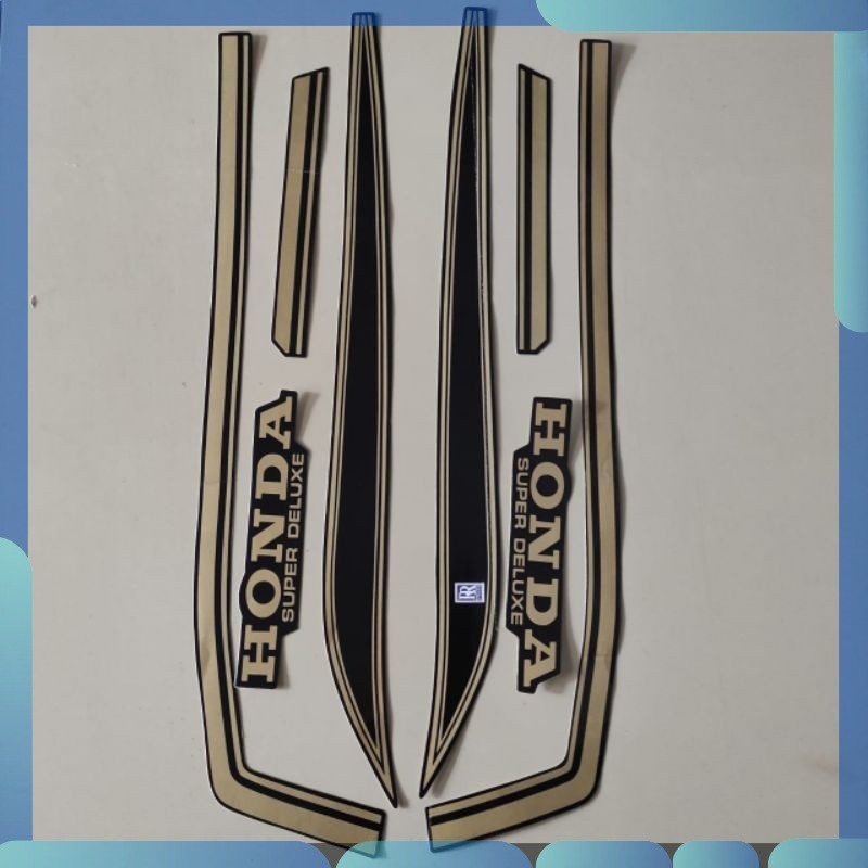 Stiker striping honda gl 100 gl100 gold hitam   standar bagus