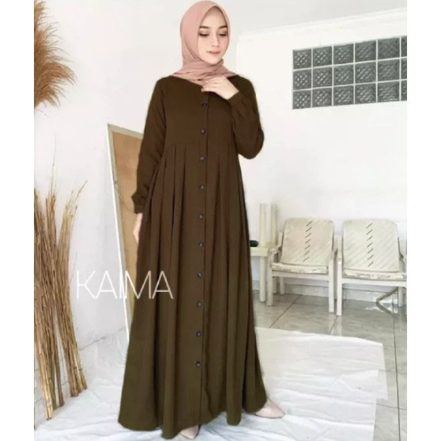 "Girya.Syo" - TERBARU Gamis Kaima Rinjani Kancing Rempel Busui Friendly - Coklat Tua