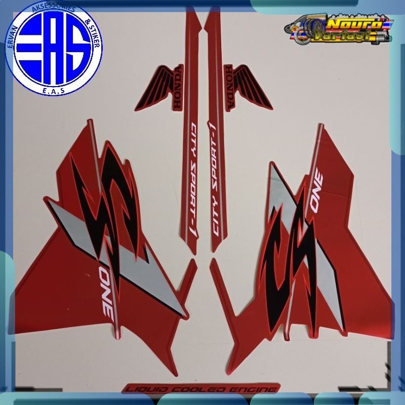 Stiker Striping honda cs1 cs one csone cs 1 merah stiker lis body motor bagus