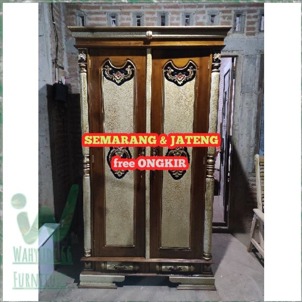 lemari pakaian peluru kayu jati 2 pintu