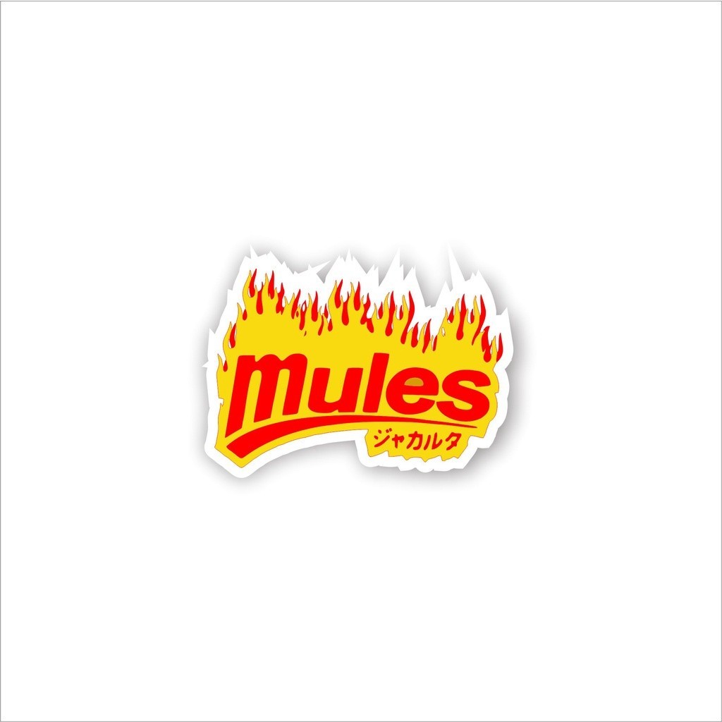 

stiker brand distro mules bahan graftac anti air