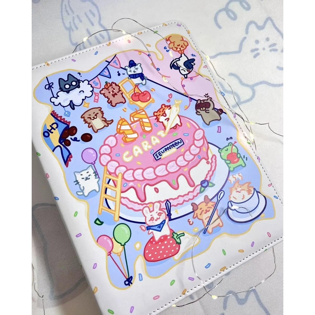 

Cake A5 Binder Kpop Photocard Collect Book PU Leather 3inch 4grid Photo Album Korean Birthday Gift