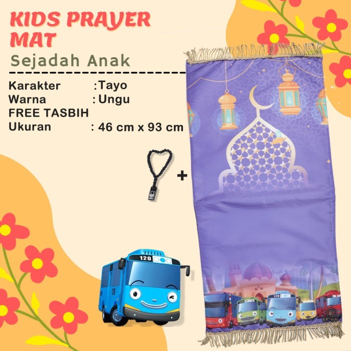 Sajadah Anak Karakter TAYO/sajadah terbaru/sajadah anak - Ungu, 32x55