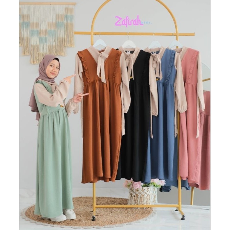 Gamis Muslim Anak Remaja SYAFFIRAH Crinkle Airflow Premium USIA 7 - 15 TAHUN ZAFIRAH KIDS GAMIS  MUS