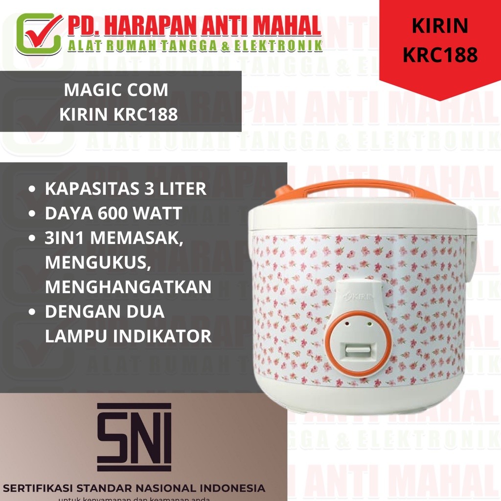 MAGIC COM KIRIN KRC188/ MAGIC COM 3 L KIRIN KRC188/ MAGIC COM 3IN1 KIRIN KRC188/ RICE COOKERS KIRIN 