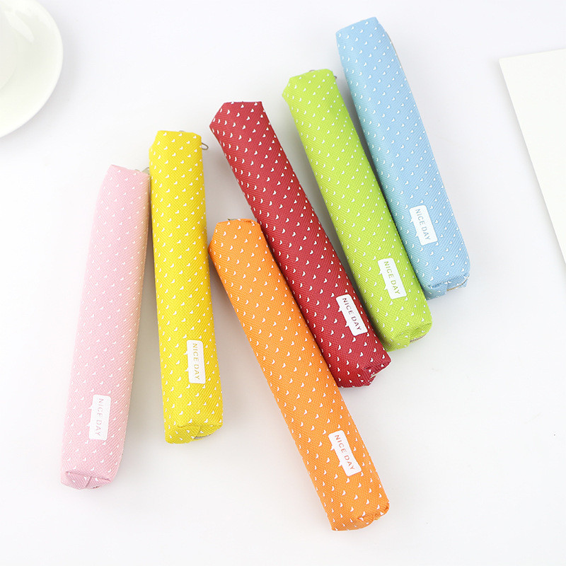 

1 Pieces Kawaii Cute Candy Color Dot Pen Pencil Bag School Office Supplies Stationery Receive Tools Makeup Pouch Cosmetics Case