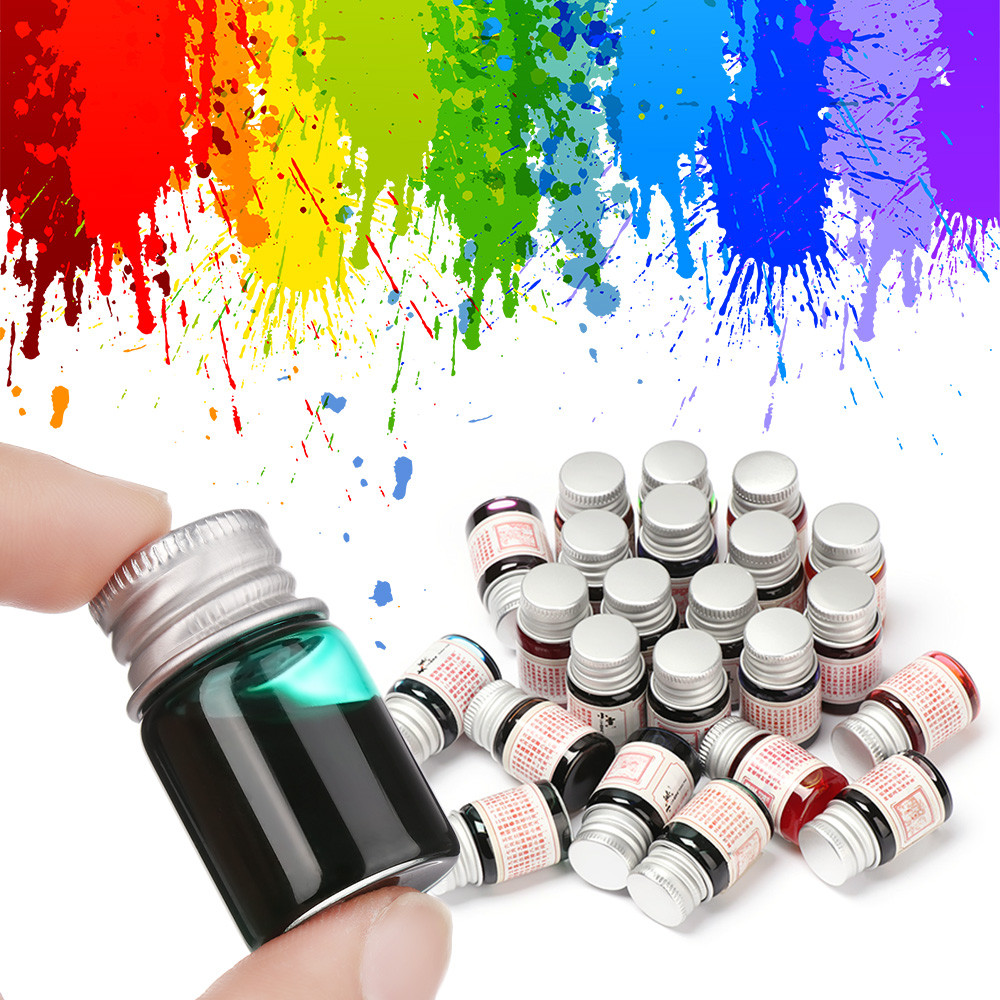 

1PC 5ML 24 Color Calligraphy Writing Paint Fountain Pen Ink With Glitter Powder Signature Pen Dip Pen Colored Ink Writing Supply