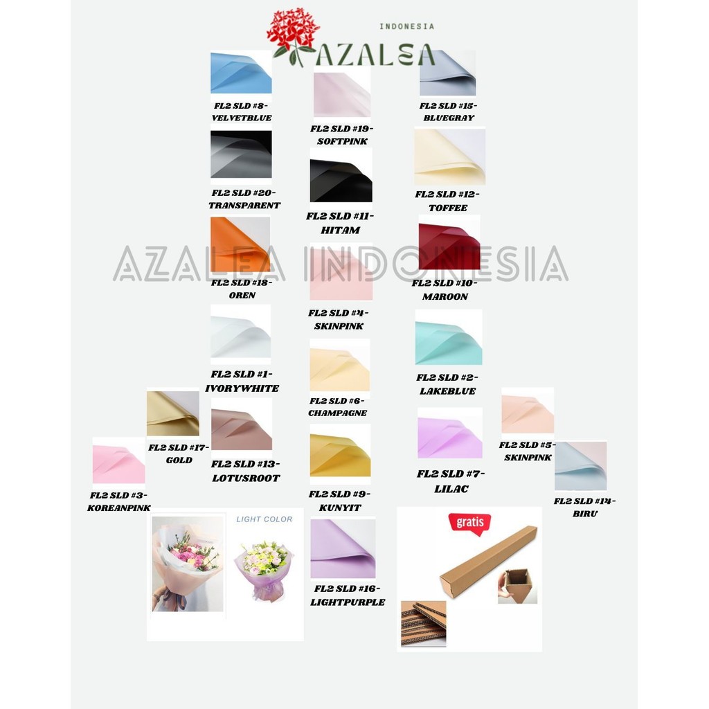 

AZALEA - (5 LEMBAR) - FL2 SOLID Kertas Bunga Buket Warna Polos/Kertas Buket Bunga Florist Cellophane