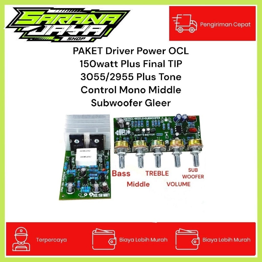 Paket Power Amplifier Driver OCL Mono 150 watt Plus Tone XBR Mono Subwoofer Glerr