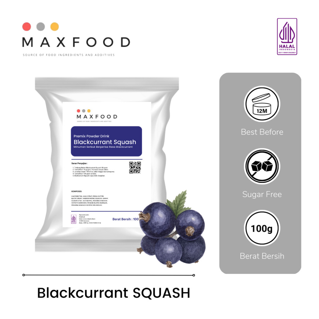 

Blackcurrant Squash / Bubuk Minuman Sirup Rasa Blackcurrant 100 GR