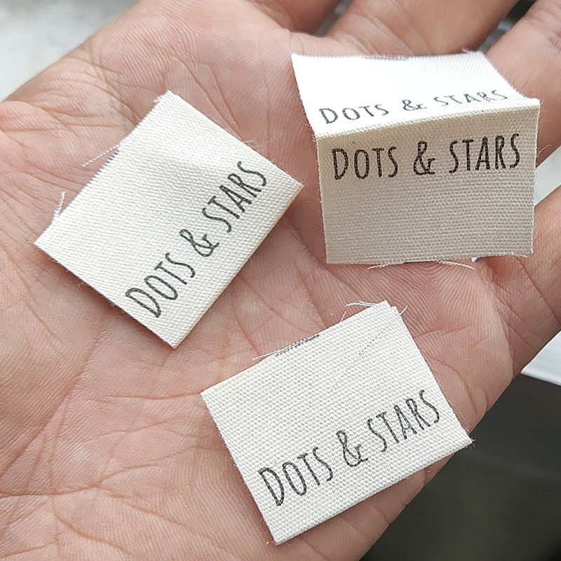 

500pcs Custom Cotton Cloth Labels 5 * 3 cm loop fold natural white clothing label