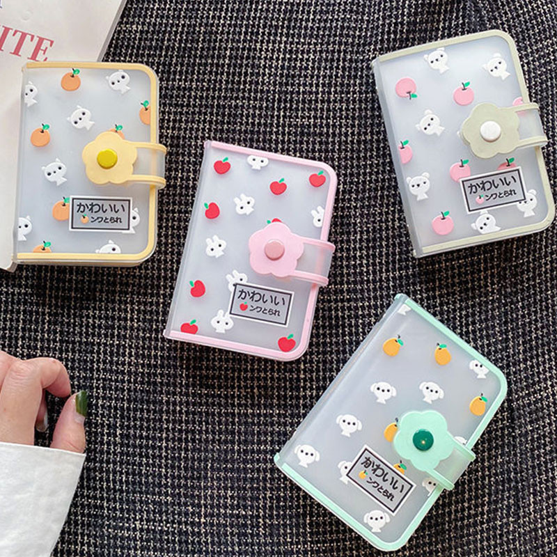 INS 26 Card Slots Card Holder With Button Friut Animals Case For Cards Cute Photocard Holder Women N