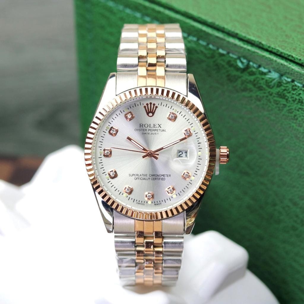 (PROMO) Jam Tangan Pria ROLEX J31083 GERIGI Rantai Stainless Tanggal Aktif Free Box Analog Quartz