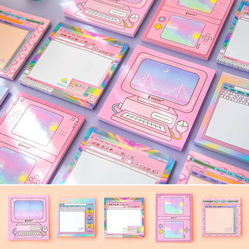 

Cute Computer Game Memo Pad Self-adhesive Planner Stickers Kawaii Paper Sticky Notes Notepad School Office Stationery Supplies