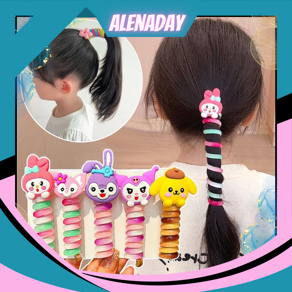 ALENADAY - Ikat Rambut Spiral Kabel Korea Karakter Kartun Anak Perempuan Lucu Tali Elastis  ACC03