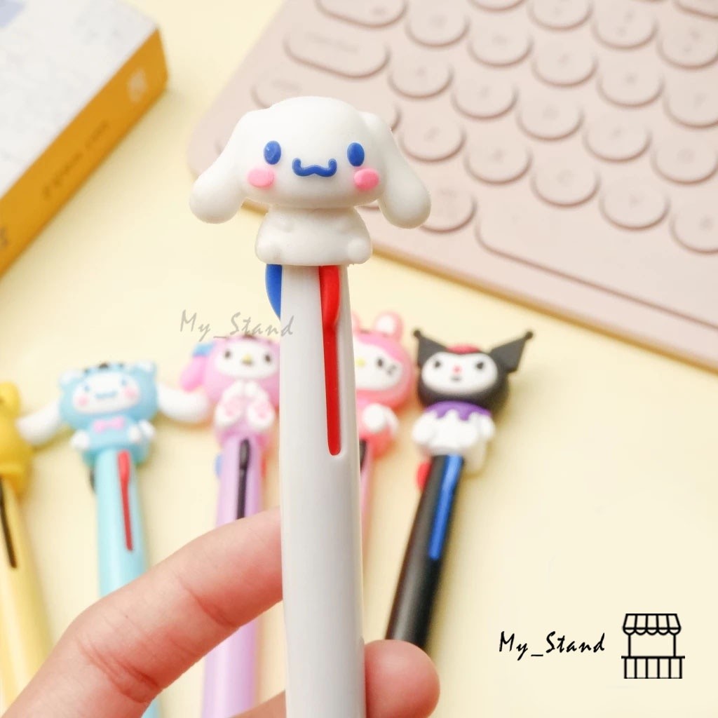 

My_Stand - Pena 3 Warna Sanrio Pulpen Pen Bolpen Bolpoint Gelpen Tinta Pulpen Pom Purin Cinnamoroll My Melody Hello Kitty