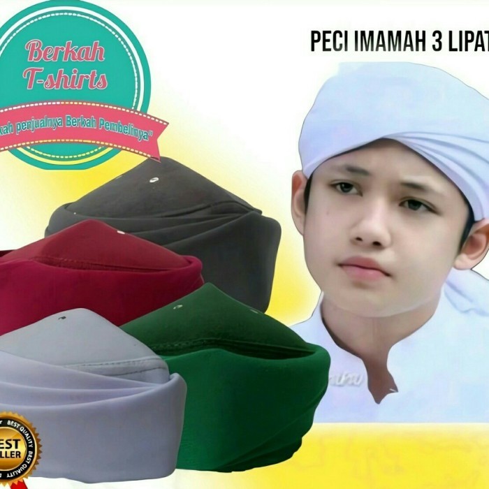 PECI IMAMAH PERMANEN 3 TINGKATAN EKOR POLOS LANGSUNG PAKAI PECI HABIB - Putih, 9