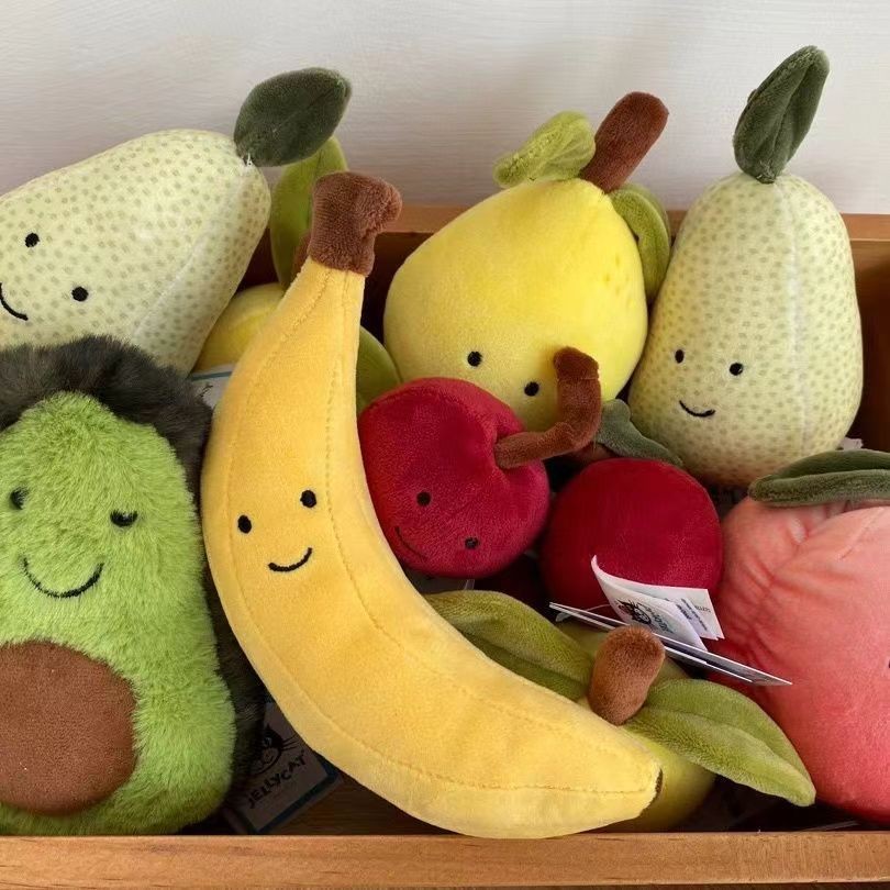 jellycat Fruit and Vegetable Series Banana Corn Pea Cherry Plush Grape Doll Comfort Toy