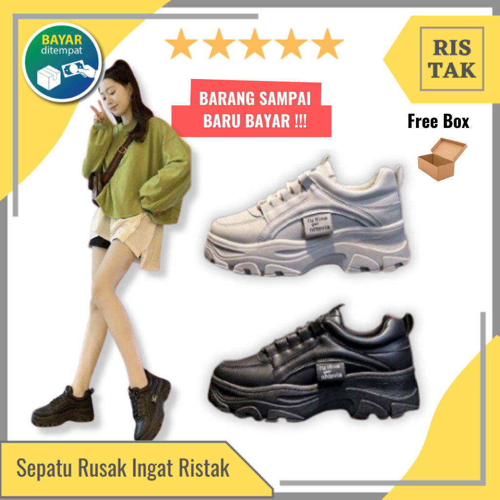 Sneakers Kulit Sintetis UPIN-IPIN Sepatu Wanita Casual Estetik Kekinian Ringan Nyaman Stylish Remaja