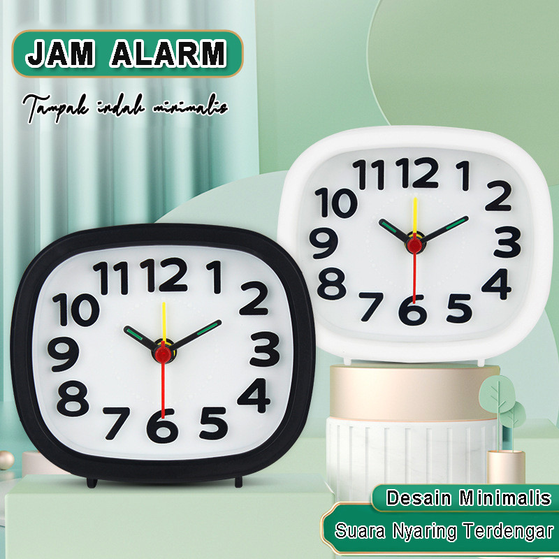 Jam Weker Alarm Minimalis / Jam  Beker Alarm Tidur Polos /  Jam Alarm Doff Polos Meja Kamar