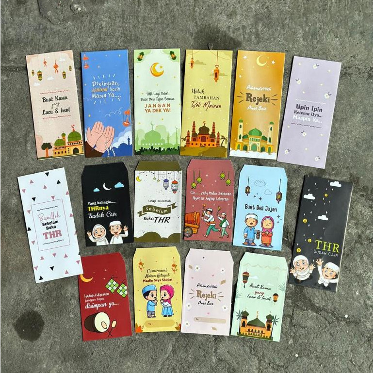 

100 lembar mix Amplop lebaran jumbo 7cmx17cm