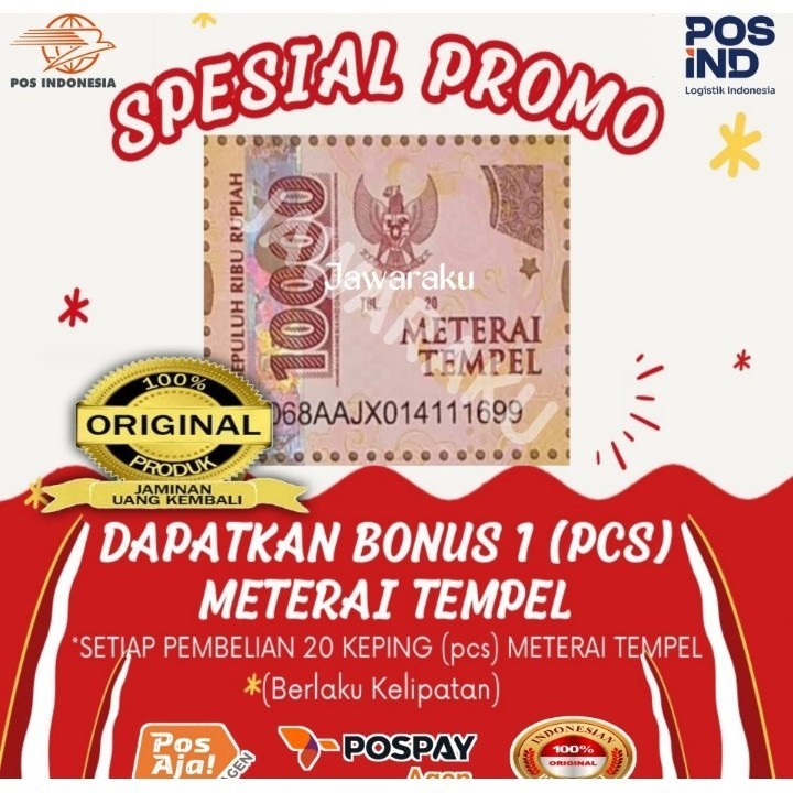 

Materai Perangko Kantor Pos 10.000 20 pcs