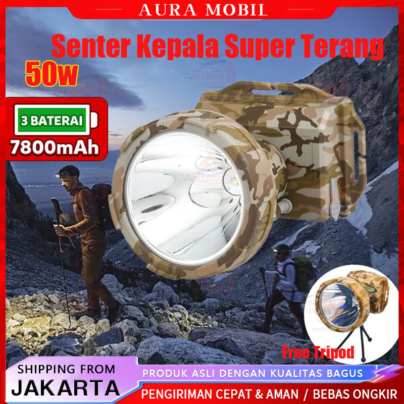 Senter Kepala Cas  MS 309 SOBIG / Senter Kepala Super Terang Tahan Air / Senter Terang Jarak Jauh / 