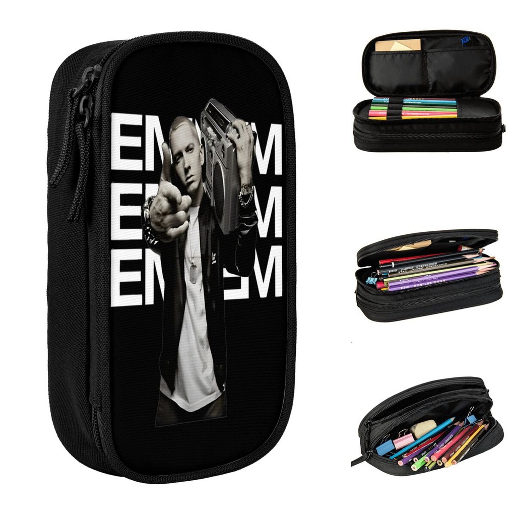 

Eminem Boombox Pencil Case Hip Hop Music Album Pen Bags Student Large Storage School Supplies Gift Pencilcases