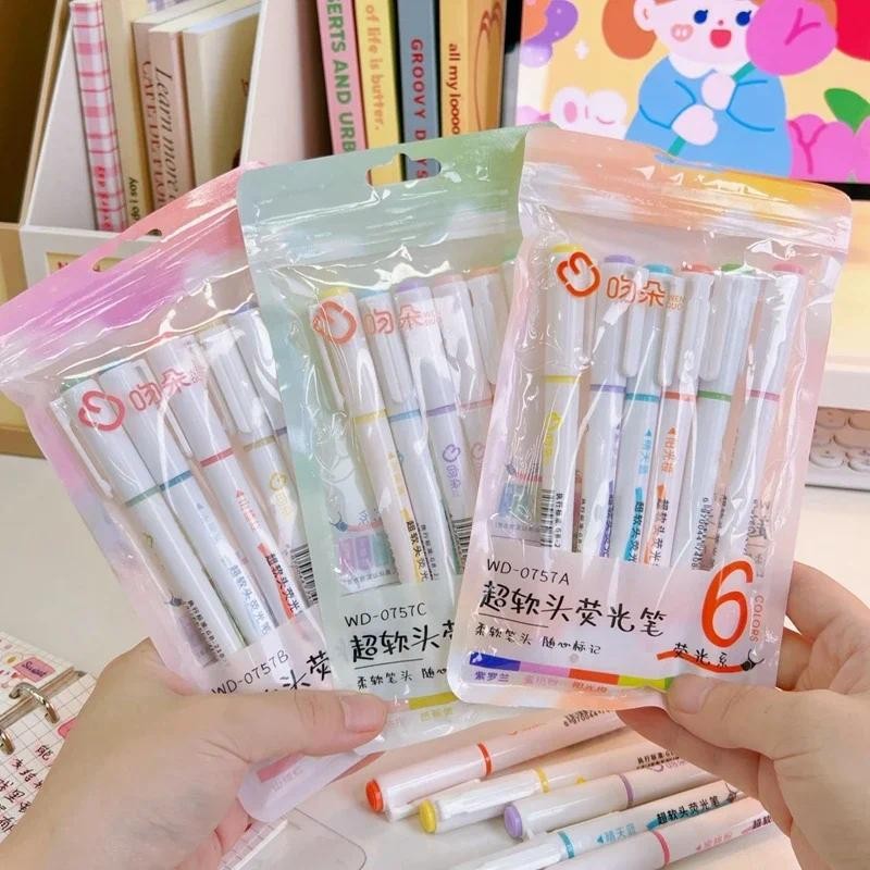 

6Pcs/Set Fluorescence Colour Marker Pen Highlighter Color Marker Pen Highlighter Pen Set School Supplies Marker Stationery