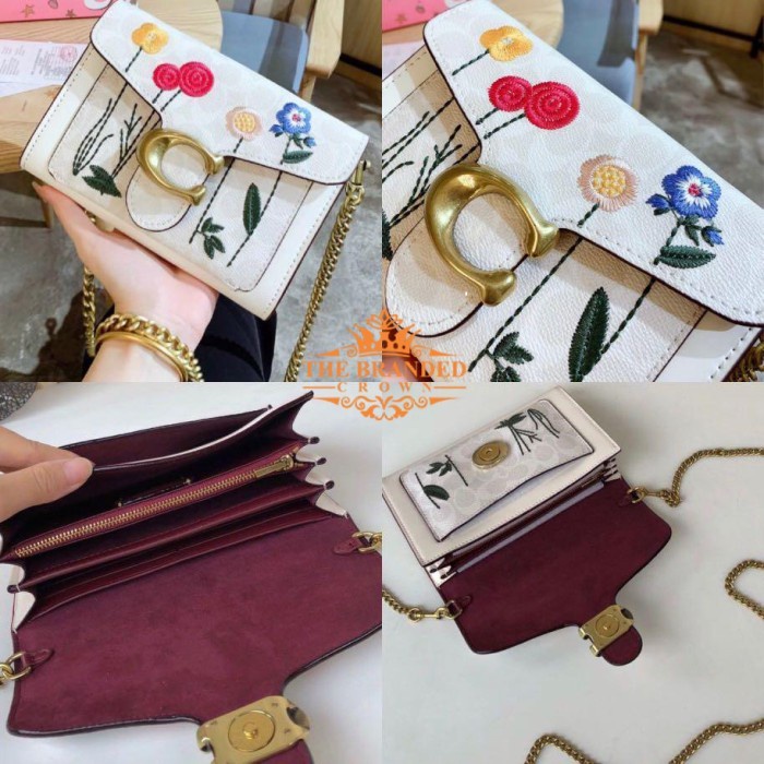 VS Tas Coach Tabbyy Chain Clutch In Signature Canvas With FloralEmbroidery Vvs