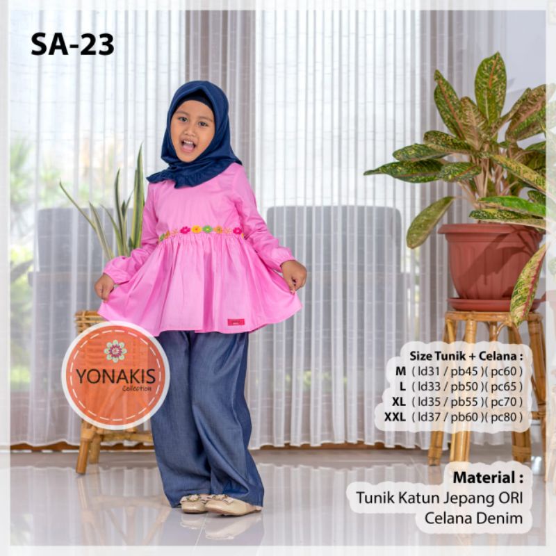 UMAYA Setelan Tunik Anak Katun Jepang dan Celana ori Yonakis